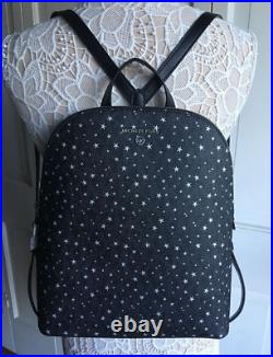NWT $328 MICHAEL KORS CINDY LARGE BLACK With SILVER STARS BACKPACK