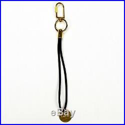 NWT $390 TOM FORD Men's Gold TF Logo Charm Black Leather Keychain Ring AUTHENTIC