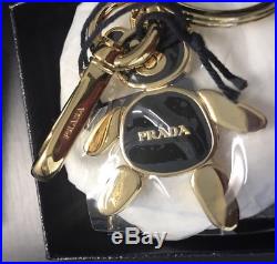 NWT AUTHENTIC Prada Black / Gold Bear Key Chain Made In Italy