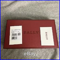 NWT BALLY Logo Imprinted Bifold Wallet and Key Chain Gift Set Black Calf Leather