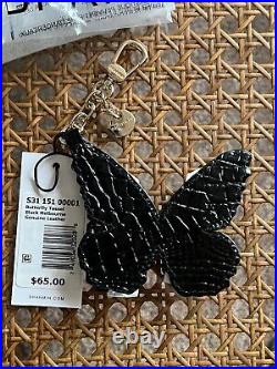 NWT? BLACK Brahmin 3D Leather Butterfly Tassel Purse Charm Keychain Fob