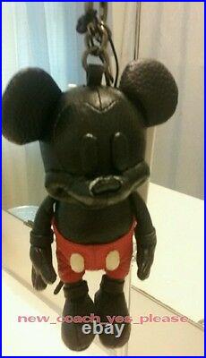 NWT COACH DISNEY x Limited Edition Mickey Mouse Leather Doll Keychain Fob Charm