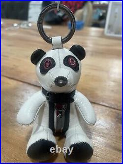 NWT COACH LEATHER ROCKY BEAR BAG CHARM KEYCHAIN WHITE BLACK RED Free Shipping