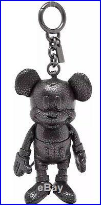 NWT Coach Disney F59152 Mickey Leather Doll Plush Bag Charm Keychain Black Rare