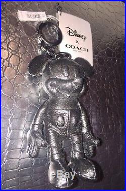 NWT Coach Disney Leather Mickey Mouse Purse Charm Key Fob Keychain 59152