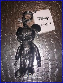 NWT Coach Disney Leather Mickey Mouse Purse Charm Key Fob Keychain 59152