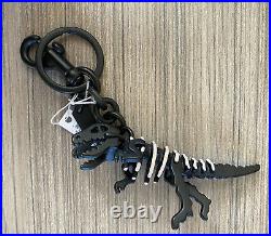 NWT Coach Metal & enamel Rexy Dino Bag Charm Keychain Fob Black White 39403 Rare