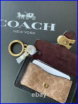 NWT Coach Mini Tabby Bag Charm Key Chain Card Case in Leather + Signature Canvas