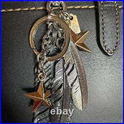 NWT Coach Mixed Metal and Leather Feather Bag Charm