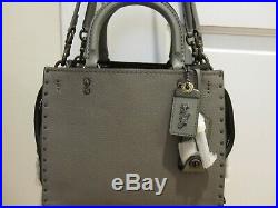 NWT Coach Rogue 25 with Rivets in Heather Grey/Black Copper (including keychain)