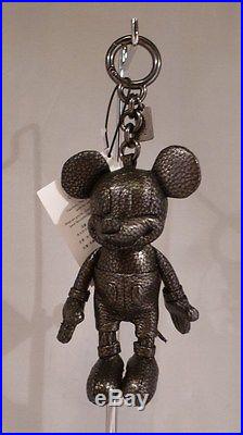 NWT Coach X Disney Mickey Mouse Doll Bag Charm Gunmetal Leather 59152