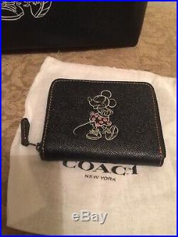 NWT Coach X Disney Minnie Mouse Black Tote Bag Wallet & Key Chain 3 Pcs Total