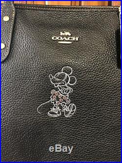 NWT Coach x Disney 38621 Minnie Mouse Motif Black Zip Tote With Key Chain