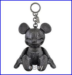 NWT Coach x Disney F59152 Mickey Leather Doll Bag Charm Keychain Black Key Black