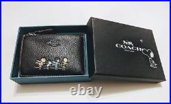 NWT- Coach x Peanuts Snoopy Mini Skinny ID Case leather Wallet Key Chain 16108B