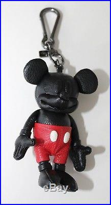 NWT Disney X Coach Mickey Mouse Black Leather Bag Charm Key Chain Fob 66511 M