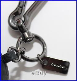 NWT Disney X Coach Mickey Mouse Black Leather Bag Charm Key Chain Fob 66511 RARE