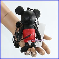 NWT Disney X Coach Mickey Mouse Black Leather Key Chain Fob Bag Charm 66511 RARE