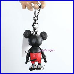 NWT Disney X Coach Mickey Mouse Black Leather Key Chain Fob Bag Charm 66511 RARE