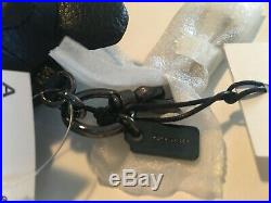 NWT Disney X Coach Mickey Mouse Black Leather Keychain Fob Bag Charm 66511 RARE