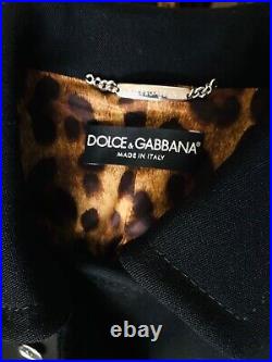 NWT Dolce & Gabbana RUNWAY Black Double Breasted Lock Key Chain Jacket Blazer 42