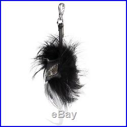 NWT FENDI Black With White Fox Fur And Leather Monster Cube Bag Charm $1500