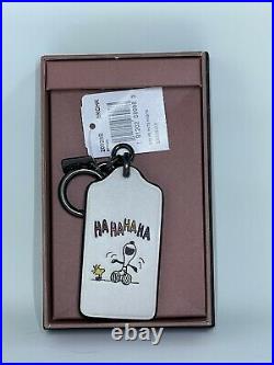 NWT RARE Authentic Coach Snoopy Leather Keychain