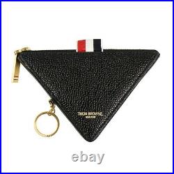 NWT THOM BROWNE Black Leather Triangle Key Chain Coin Pouch Wallet $740