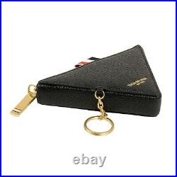 NWT THOM BROWNE Black Leather Triangle Key Chain Coin Pouch Wallet $740