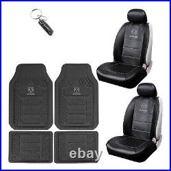 New 7pc RAM Car Truck Suv Front Back Rubber Floor Mats 2 SEAT COVERS & KEYCHAIN