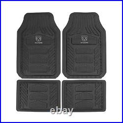 New 7pc RAM Car Truck Suv Front Back Rubber Floor Mats 2 SEAT COVERS & KEYCHAIN