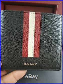 New Bally Mens Giftbox Bifold Wallet And Keychain Key Holder Black Bovine $450