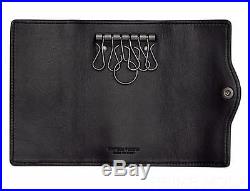 New Bottega Veneta Black Intrecciato Nappa Leather Key Case Keychain Keyring