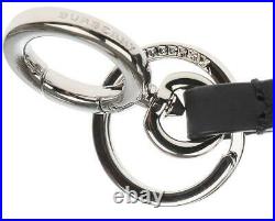 New Burberry Black Leather Logo-debossed Key Tag Keychain Charm