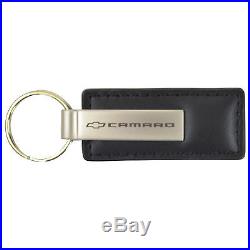 New Chevy Chevrolet Camaro Car Truck Black Genuine Leather Key Fob Keychain