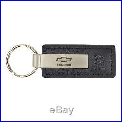 New Chevy Chevrolet Equinox Car Truck Black Genuine Leather Key Fob Keychain