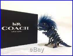 New Coach 58499 Mohawk Rexy Dinosaur Bag Charm KeyChain Denim Black In Gift Box