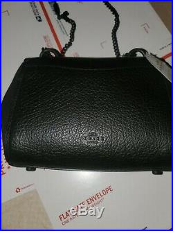 New Coach Faye Black Mixed Leather Crossbody #F22349 Missing the Coach Key Chain