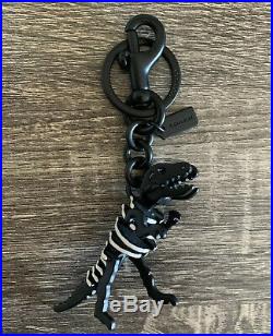 New Coach Metal Rexy T-Rex Black Dinosaur Bag Charm Keychain Ring 39403 GIFT BOX