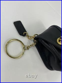 New Coach Vintage Black Leather Bag Daypack Keychain FOB Style No. 7253 J3