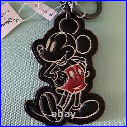 New Coach X Mickey Mouse Black Leather Red Pants 3.5 Hand Tag/key Chain Fob