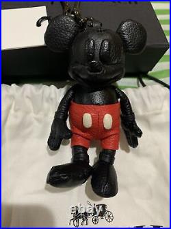 New Coach X Mickey Mouse Rare Black With Red Shorts Leather 6 Key/fob Chain
