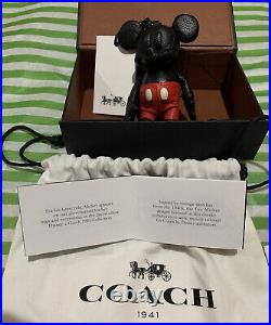New Coach X Mickey Mouse Rare Black With Red Shorts Leather 6 Key/fob Chain