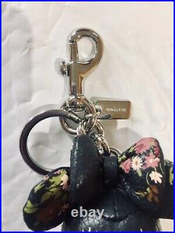 New Disney X Coach Minnie Mouse Navy/black Leather Doll Keychain Bag Charm Rare