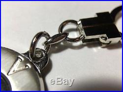 New GIANNI VERSACE VINTAGE'90s METAL RELIEF MEDUSA KEY CHAIN SILVER BLACK ITALY
