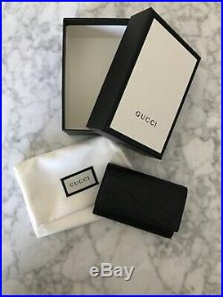New GUCCI Black Leather Key Chain Holder withBox 2711H 8402