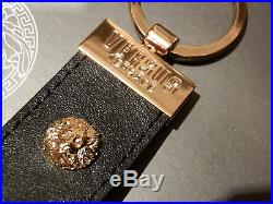 New Gianni Versus Versace Black Leather Gold Logo Keyring Key Ring Shoe Gift Bag