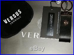 New Gianni Versus Versace Black Leather Gold Logo Keyring Key Ring Shoe Gift Bag