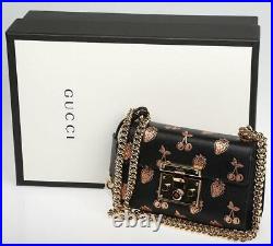 New Gucci Black Leather Padlock Small Berry Shoulder Crossbody Bag