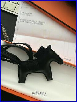 New Hermes So Noir Black Rodeo Pm Horse Keychain Bag Charm Carmen Birkin Kelly